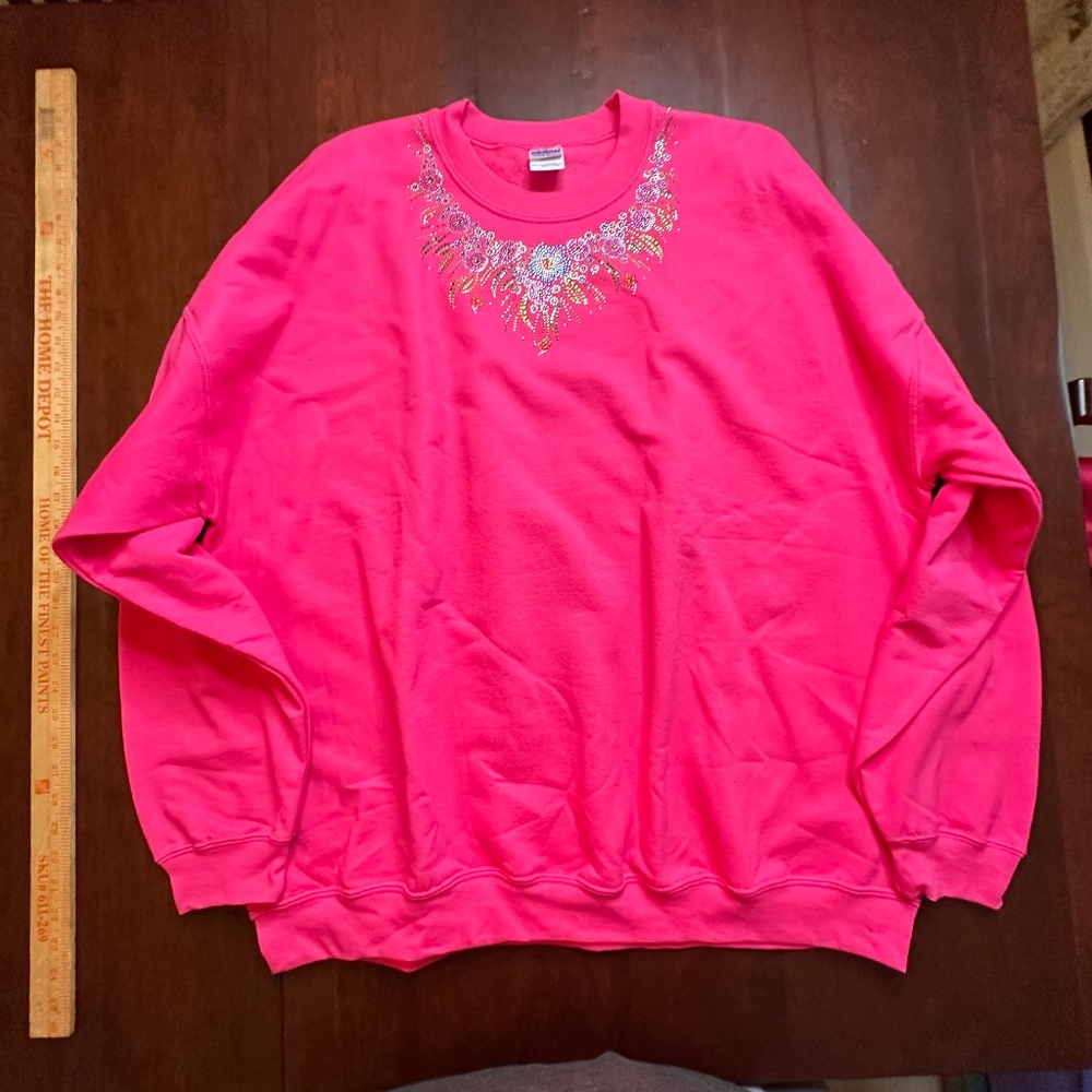 Embellished Hot Pink Women's Sweatshirt